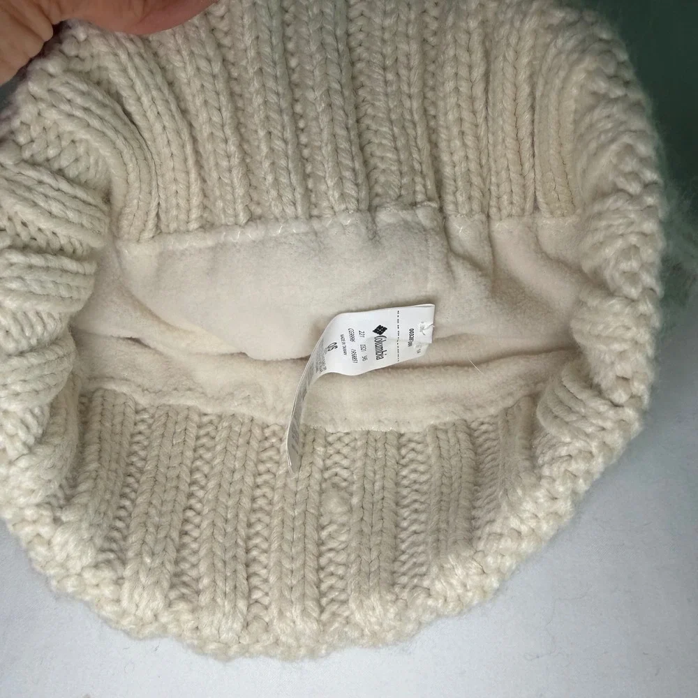 Columbia Youth Cable Knit Fleece Lined Beanie Cream One Size OS